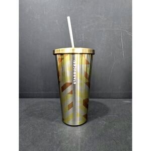 Starbucks 2014 Dot Series 16oz Stainless Steel Cold Cup Tumbler with Straw NWT